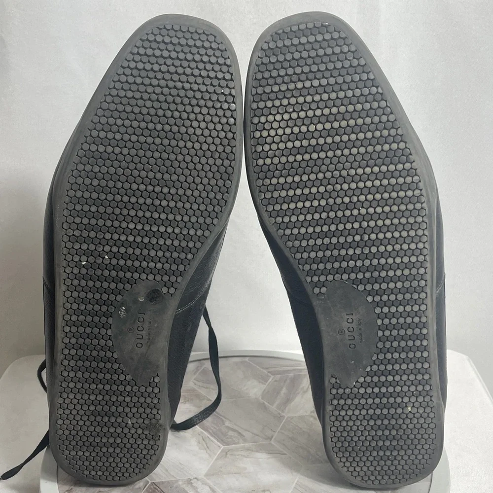 Gucci Black GG Canvas Leather Lace Up Sneakers Shoes Size 12 G